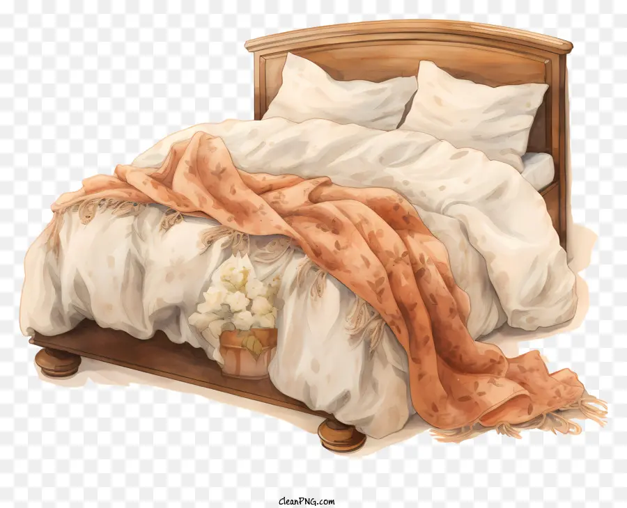 บนเตียง，ไวท์วอผ้าปูที่นอน PNG