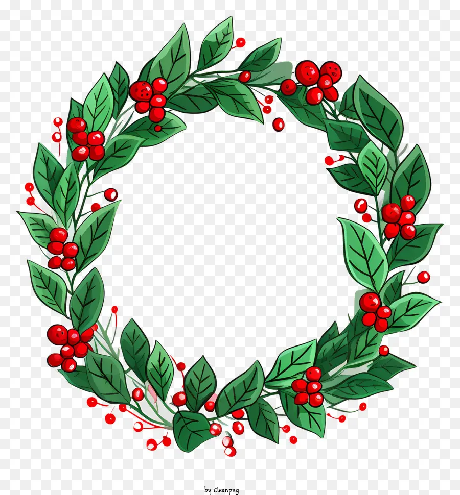 ฮอลลี่ Wreath，สีแดงแต่เบอร์รี่ PNG