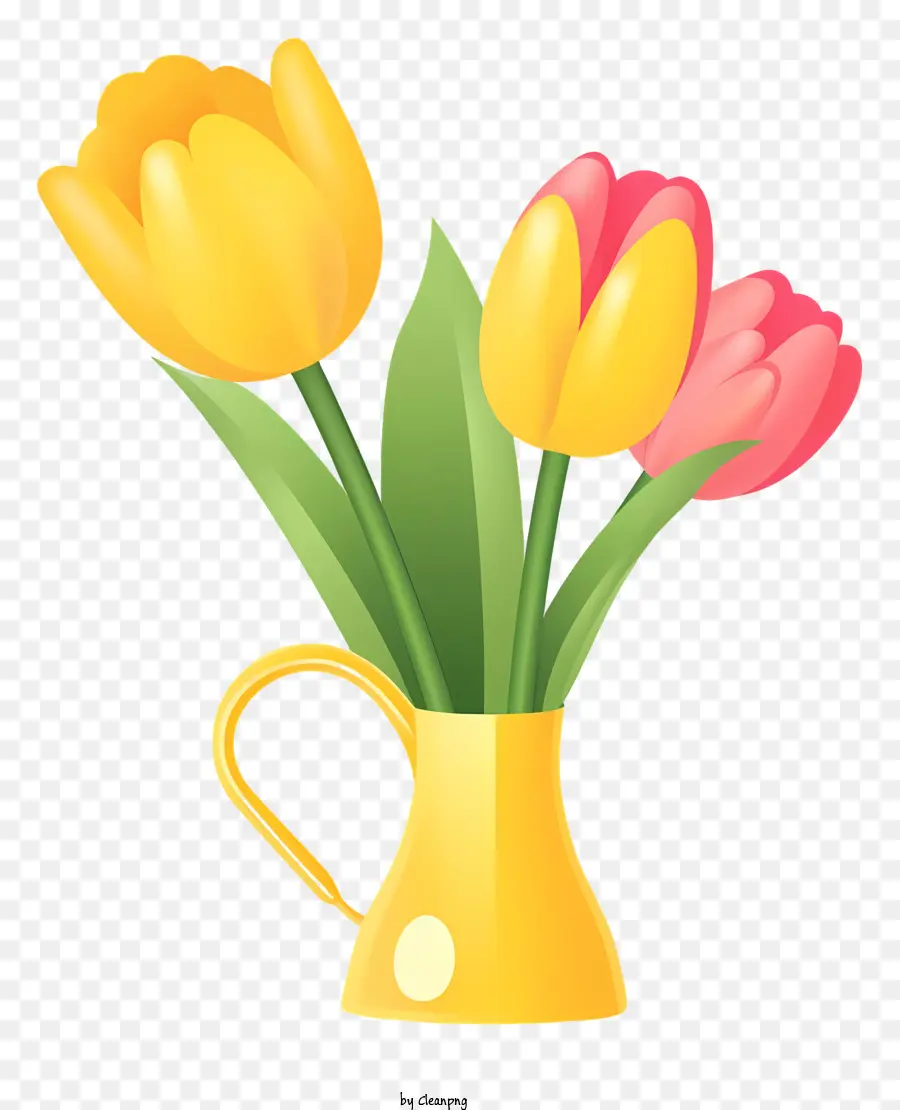 สีชมพู Tulips，สีเหลือง Tulips PNG