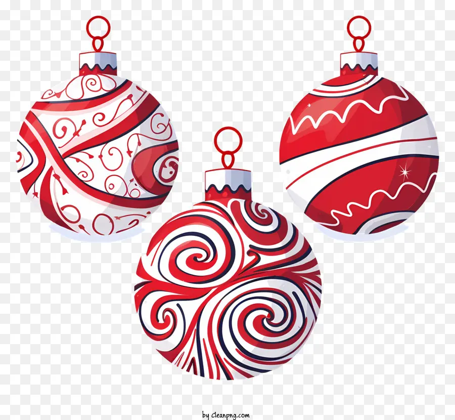คริสมาสต์ Ornaments，เครื่องประดับสีแดงและสีขาว PNG