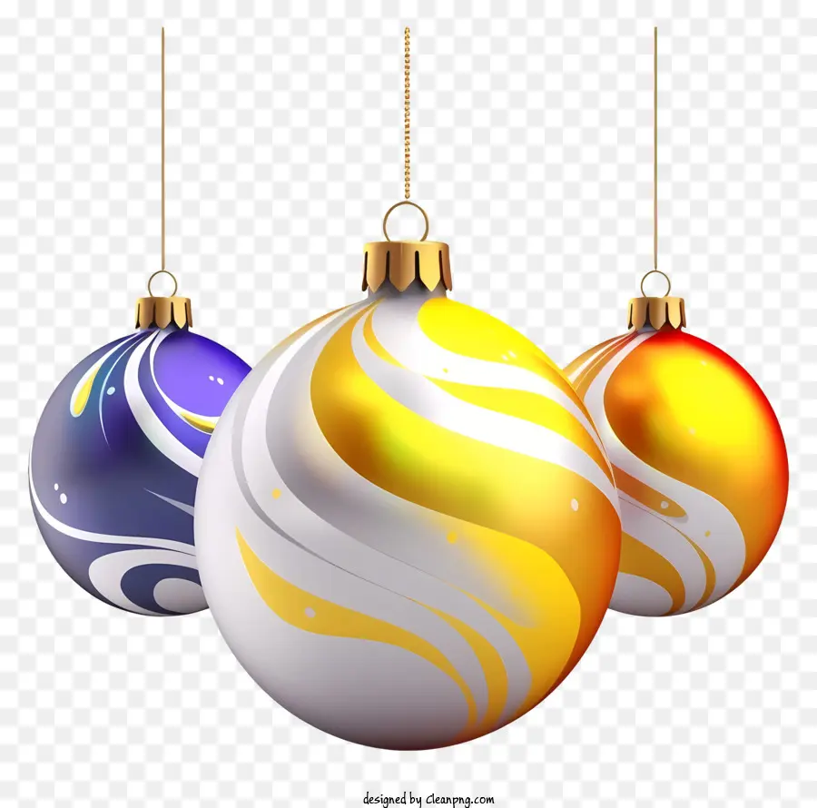 คริสมาสต์ Ornaments，ทองและสีขาว PNG