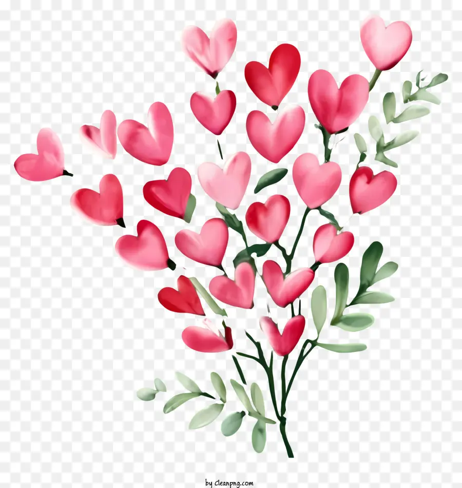 ช่อดอกไม้，ดอกไม้รูปหัวใจสีชมพู PNG