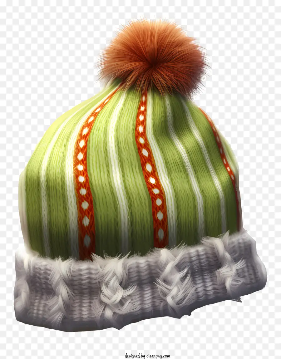 หมวกลายสีเขียวและสีขาว，Knitted หมวก PNG