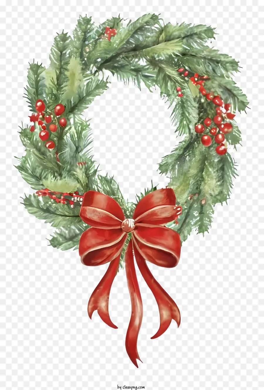 คริสมาสต์ Wreath，ติดโบว์แดง PNG