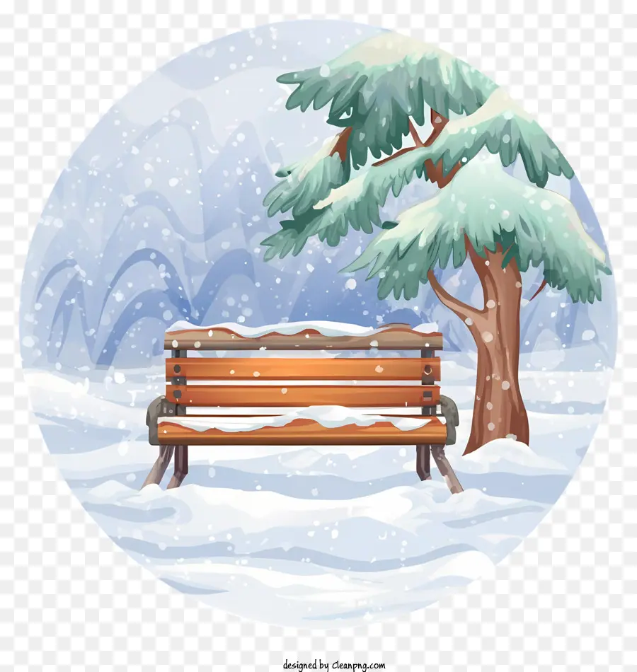 ม้านั่งในสวนสาธารณะ，ป่าหิมะปกคลุม PNG
