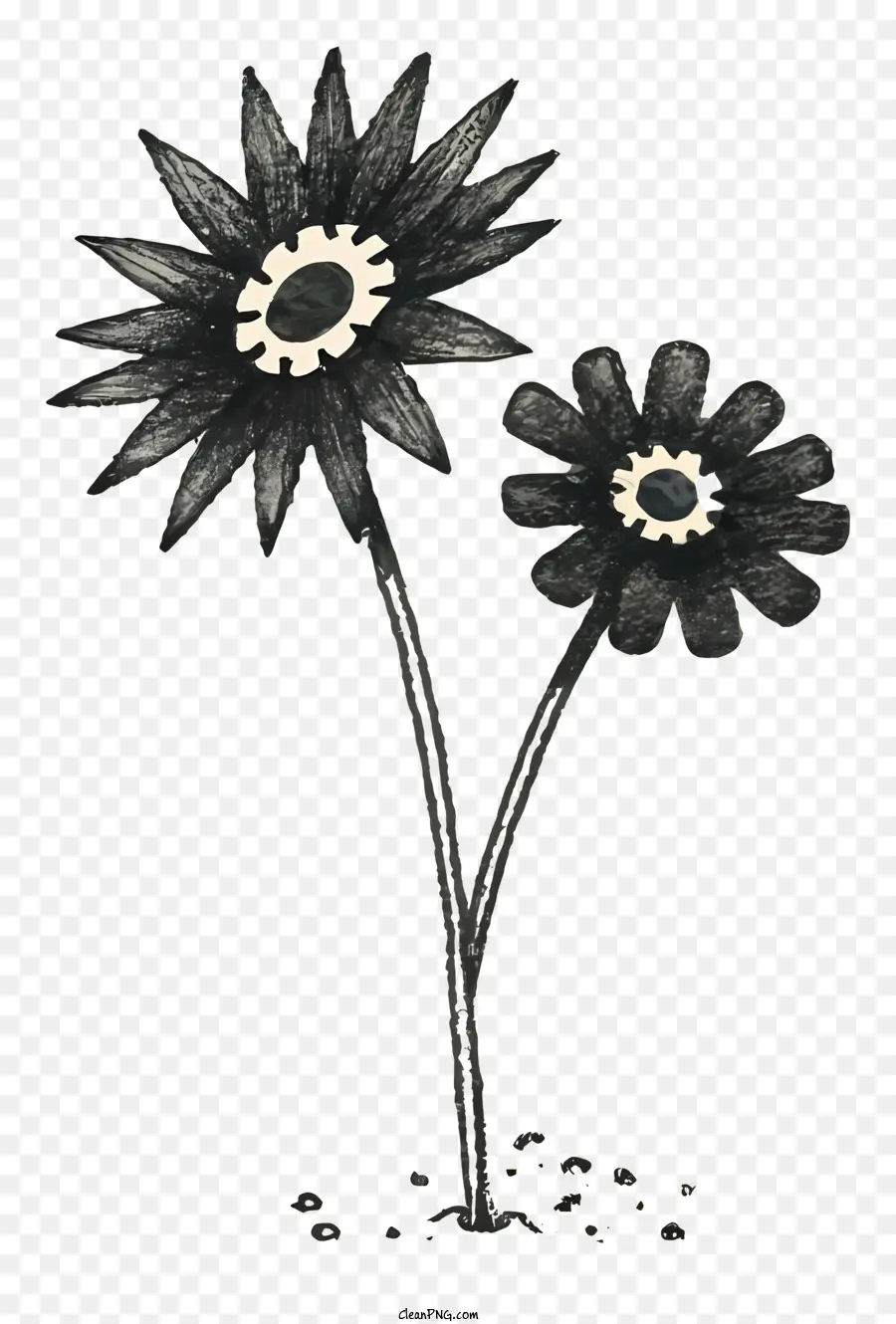 สีดำและสีขาวดอกไม้，ภาพของดอกไม้ PNG