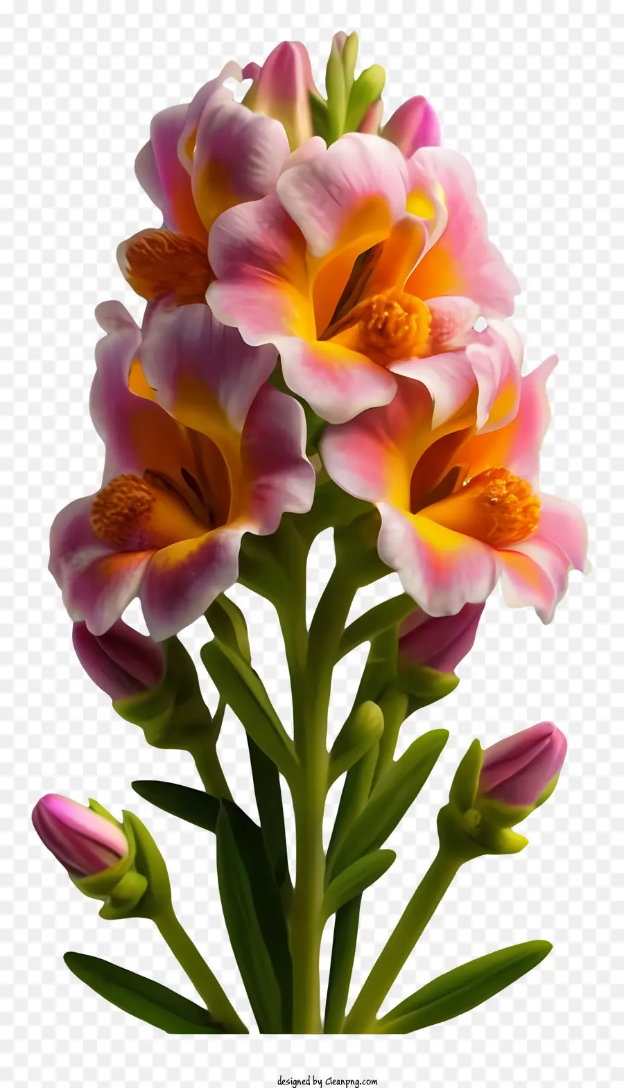 ดอกไม้ไลแลคสีชมพู，กลีบสีชมพูและสีส้ม PNG
