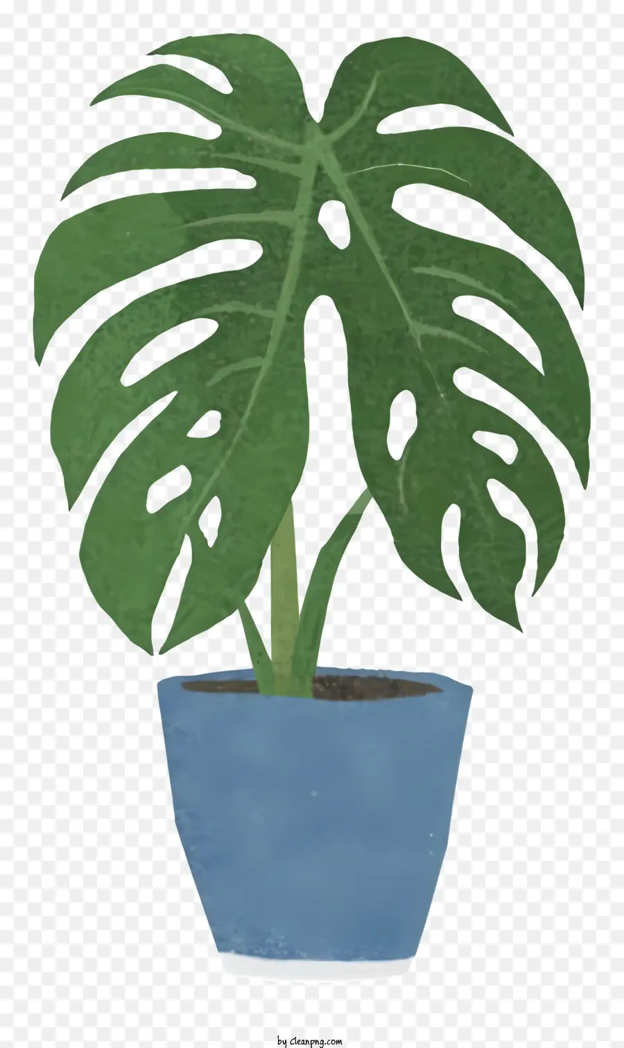 หม้อสีน้ำเงินขนาดใหญ่，พืชใบเขียว PNG