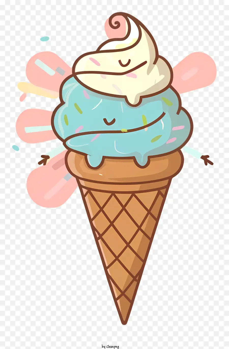 ไอศครีมโคน，ไอศกรีมสีน้ำเงินและสีชมพู PNG