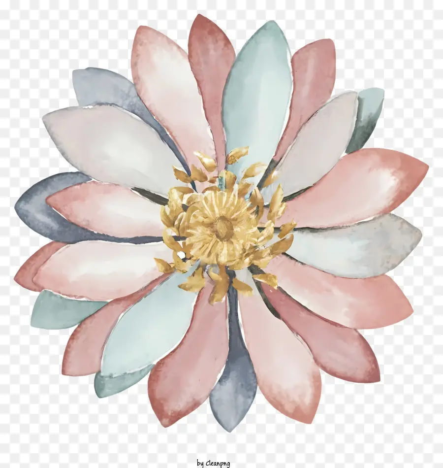 สีวาดรูป，ดอกไม้สีชมพูและสีน้ำเงิน PNG