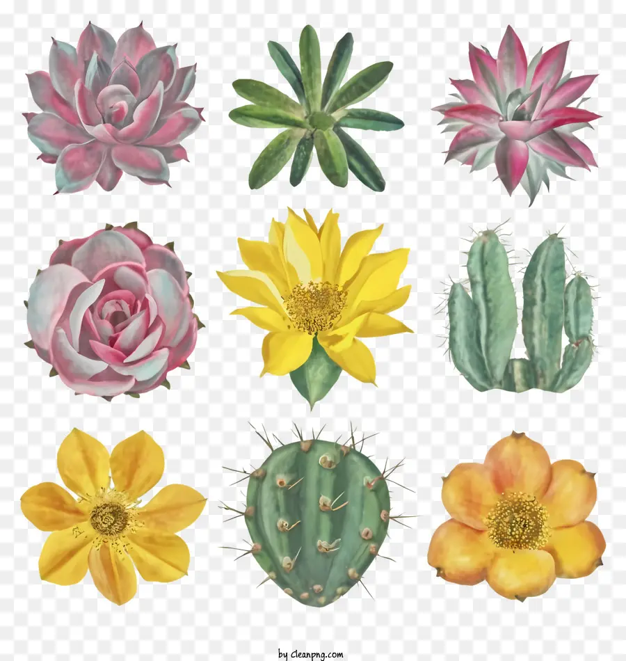 ภาพวาดสีน้ำ，Succulents PNG