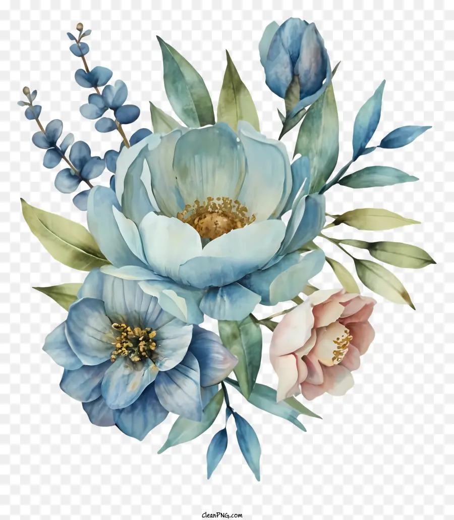 ช่อดอกไม้，สีน้ำเงินดอกไม้ PNG