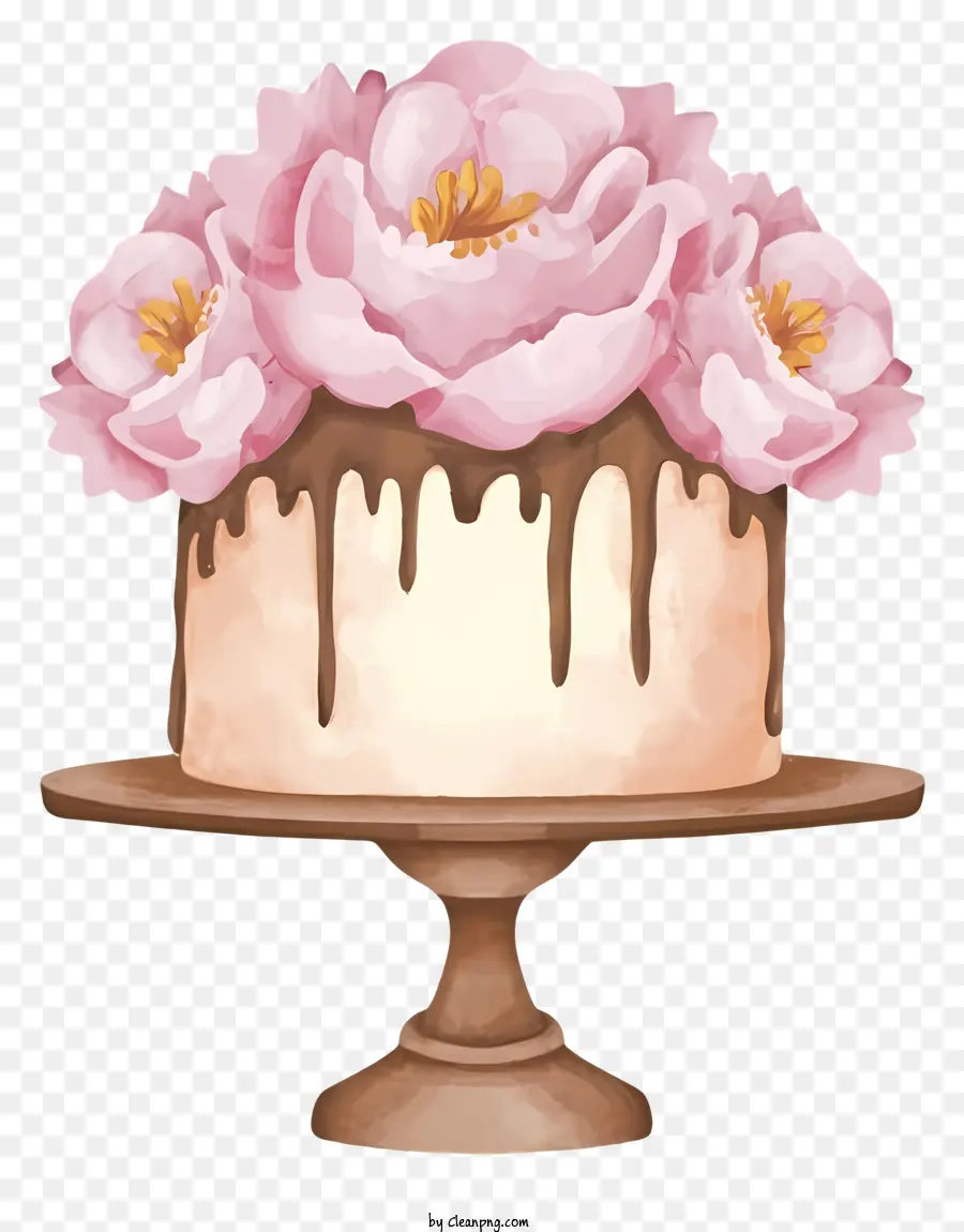 เค้ก，ดอกไม้สีชมพู PNG