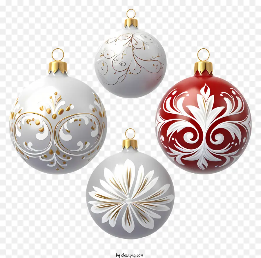 คริสมาสต์ Ornament，การออกแบบทองและสีแดง PNG