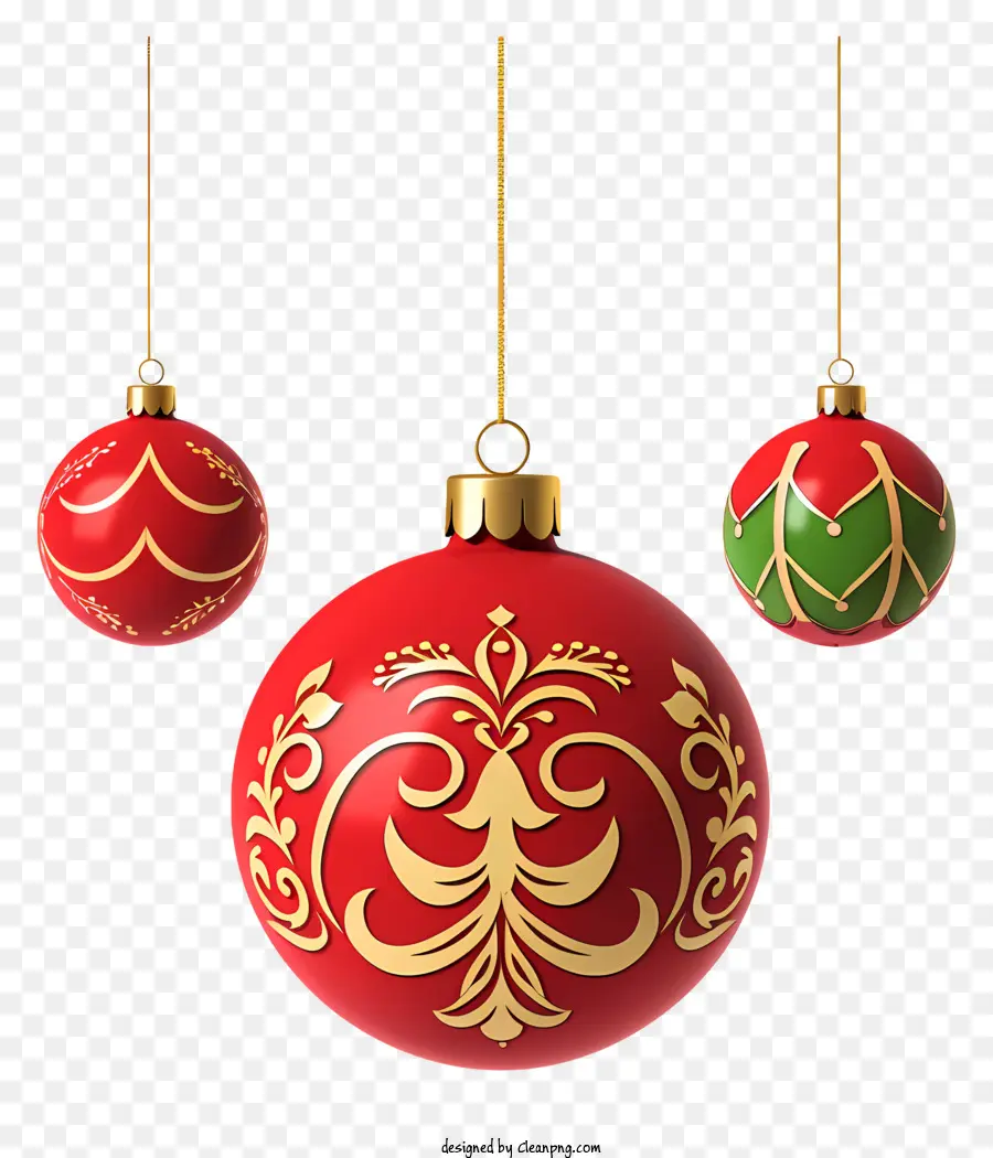 คริสมาสต์ Ornaments，ของตกแต่งสีแดงและเขียว PNG