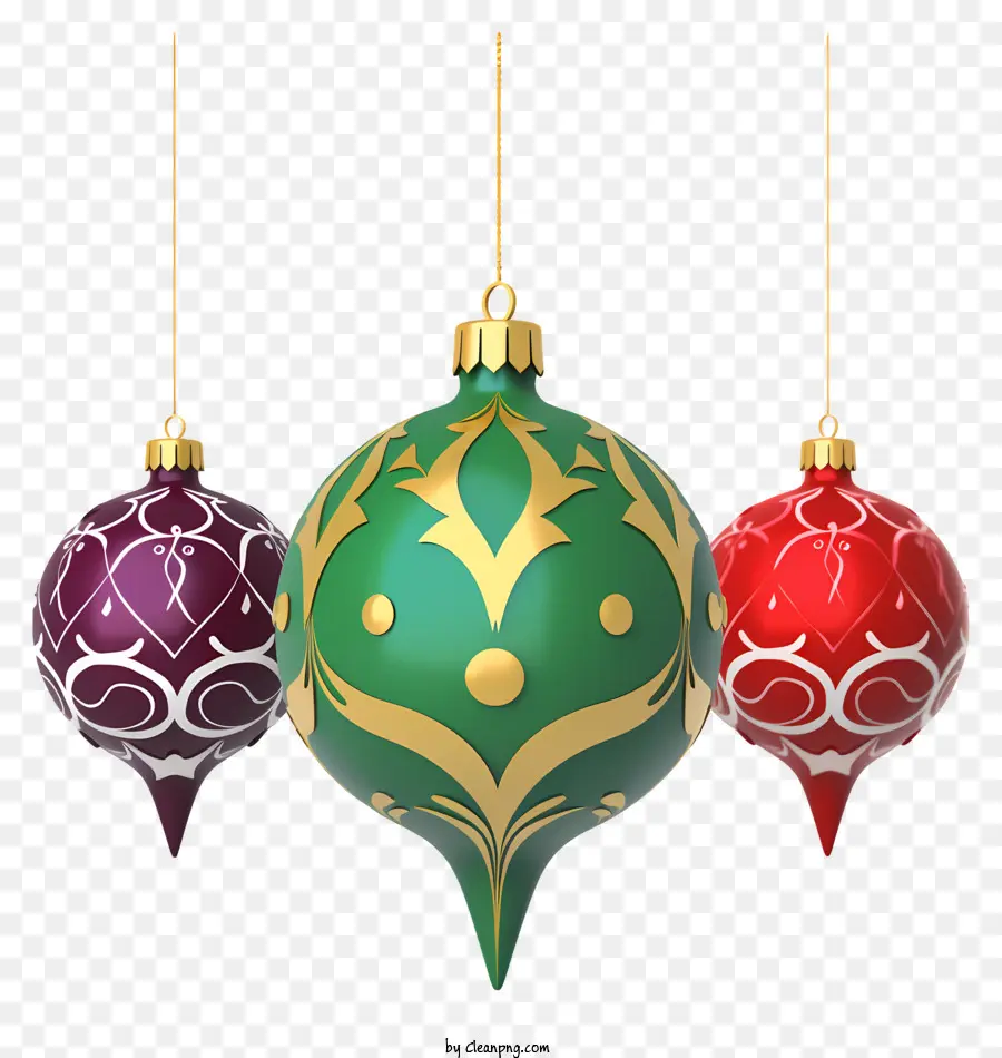 คริสมาสต์ Ornaments，โทนสีเขียวและสีแดง PNG