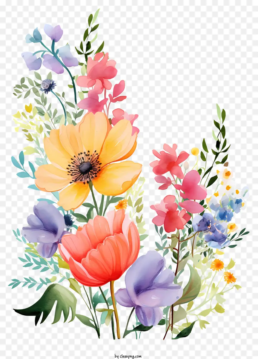 สีวาดรูป，ช่อดอกไม้ของดอกไม้ PNG