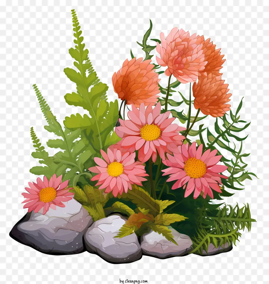 ดอกไม้，ภูมิประเทศหิน PNG