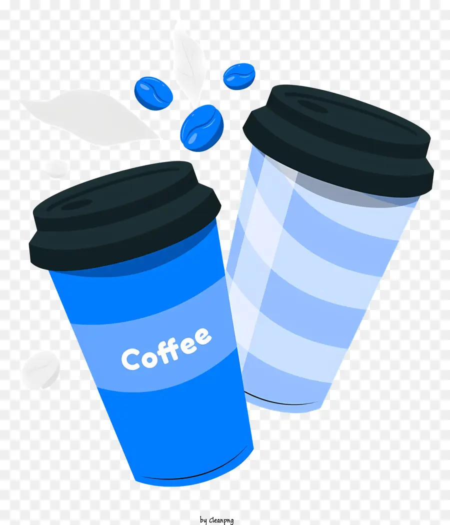 กาแฟถ้วย，สีน้ำเงิน Stripe PNG