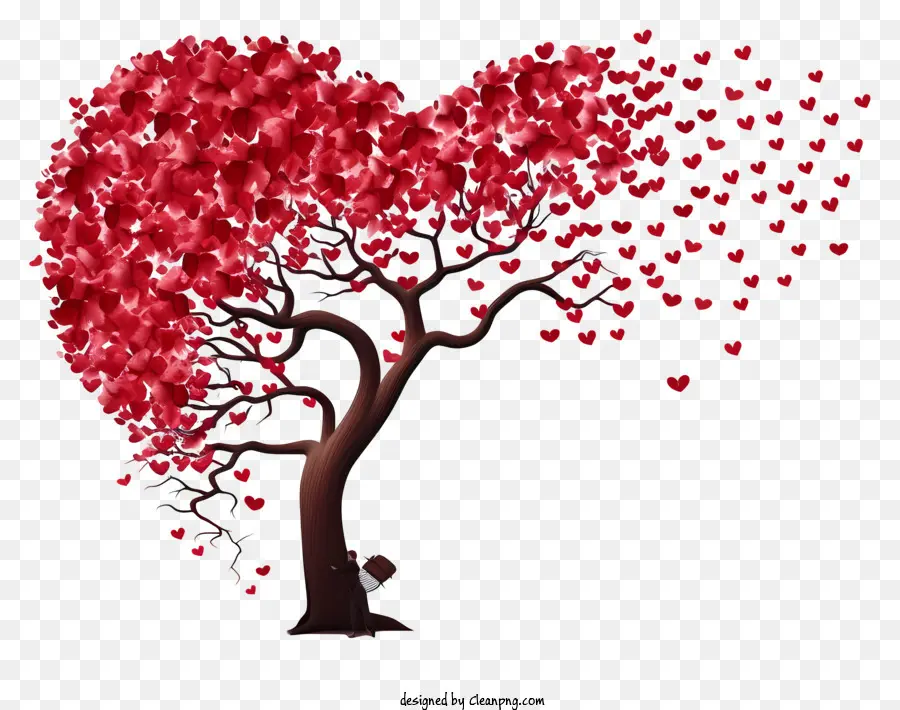 Heartshaped ต้นไม้，สีแดงหัวใจ PNG