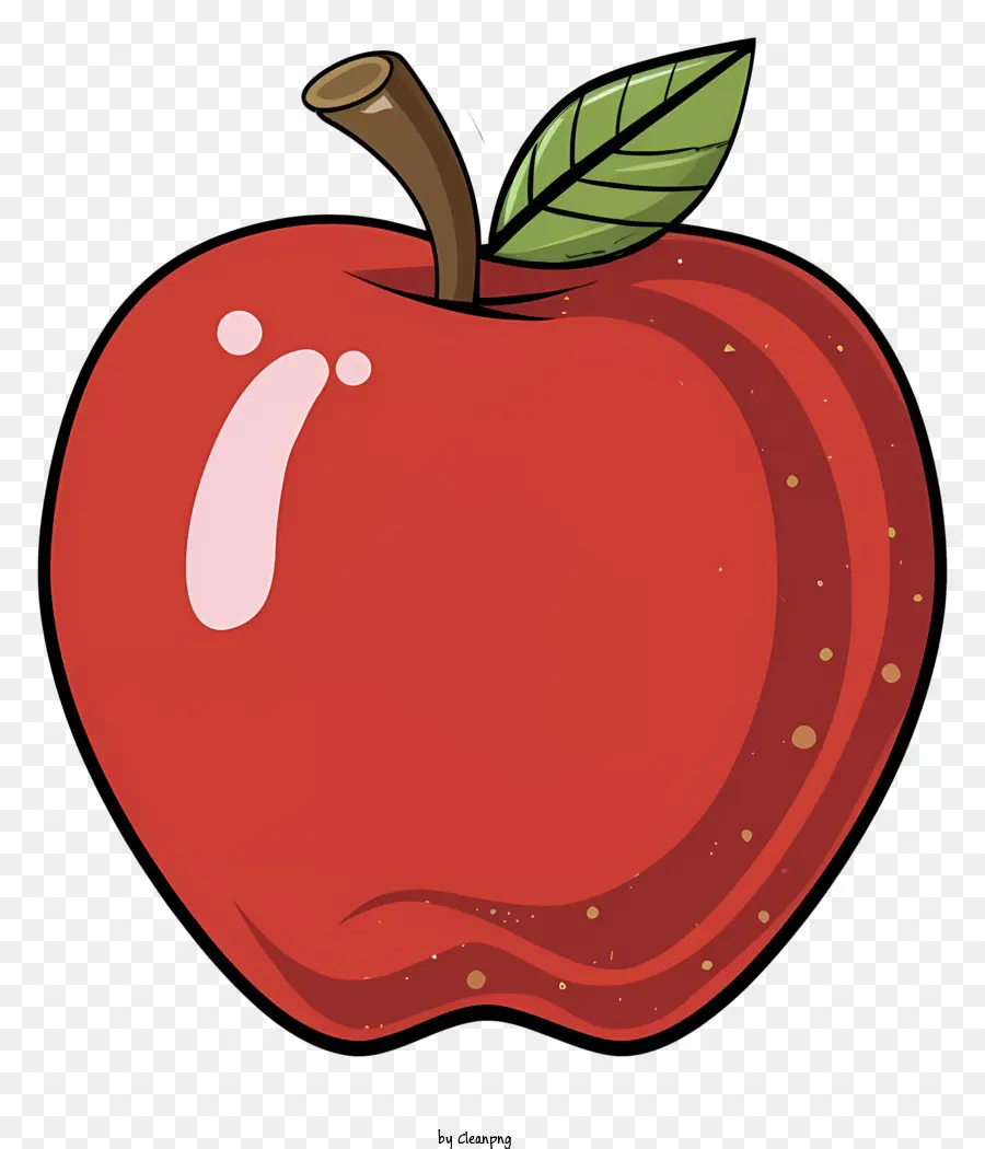 แอปเปิ้ลสีแดง，ใบไม้ติดสีเขียว PNG