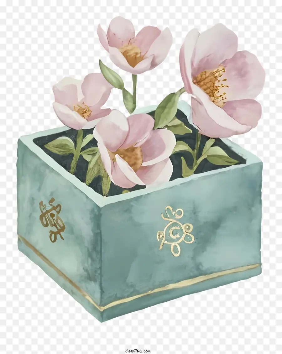 สีเขียวนเเจกัน，ดอกไม้สีชมพู PNG