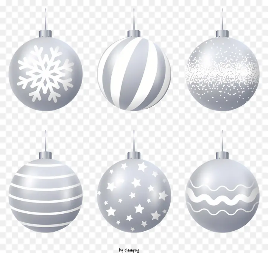 คริสมาสต์ Ornaments，เครื่องประดับเงินและสีขาว PNG