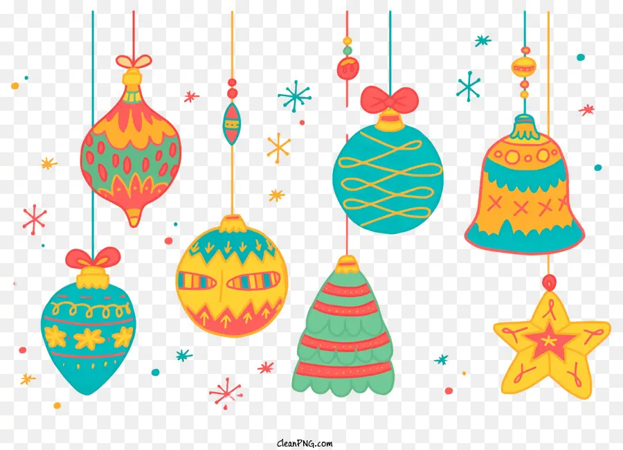 คริสมาสต์ Ornaments，ของตกแต่งสีสันสดใส PNG
