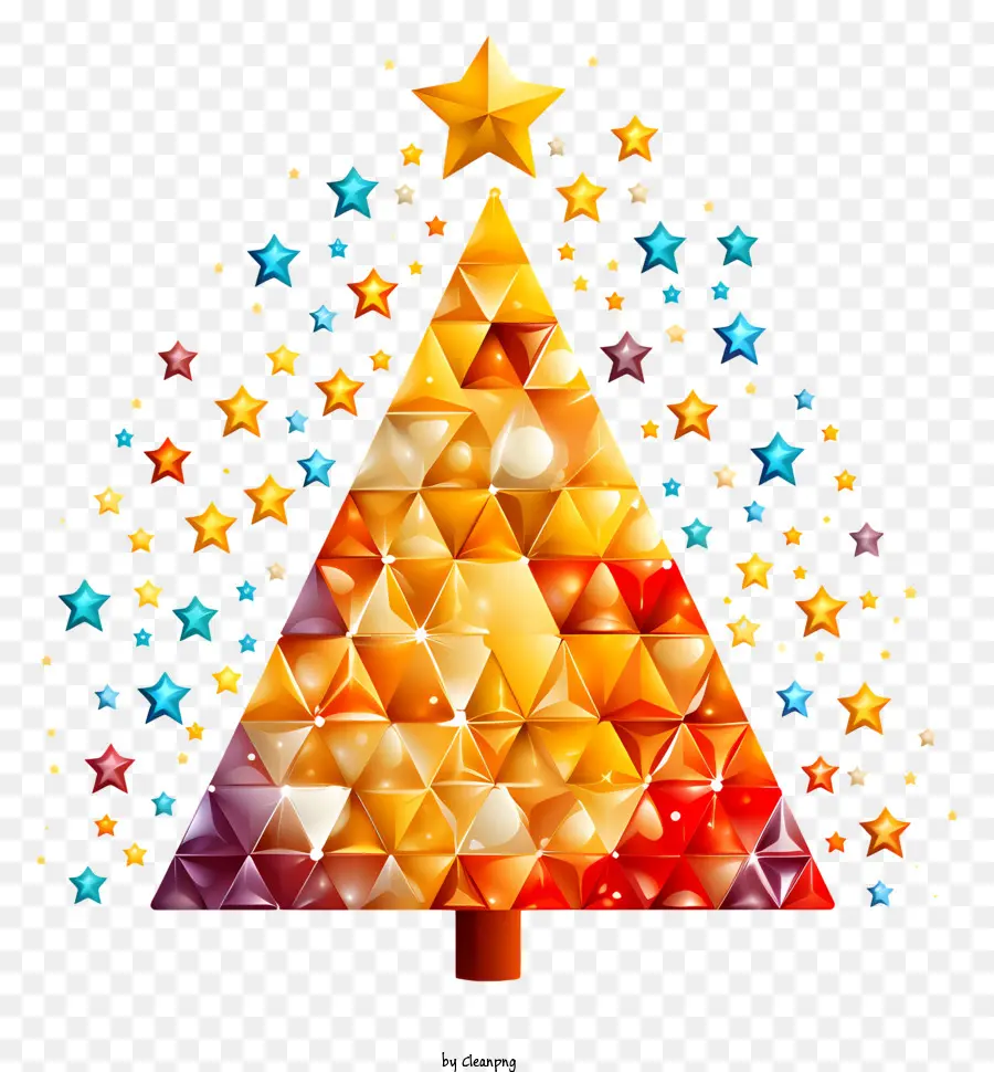 ต้นคริสต์มาส，สามเหลี่ยมสีทอง PNG