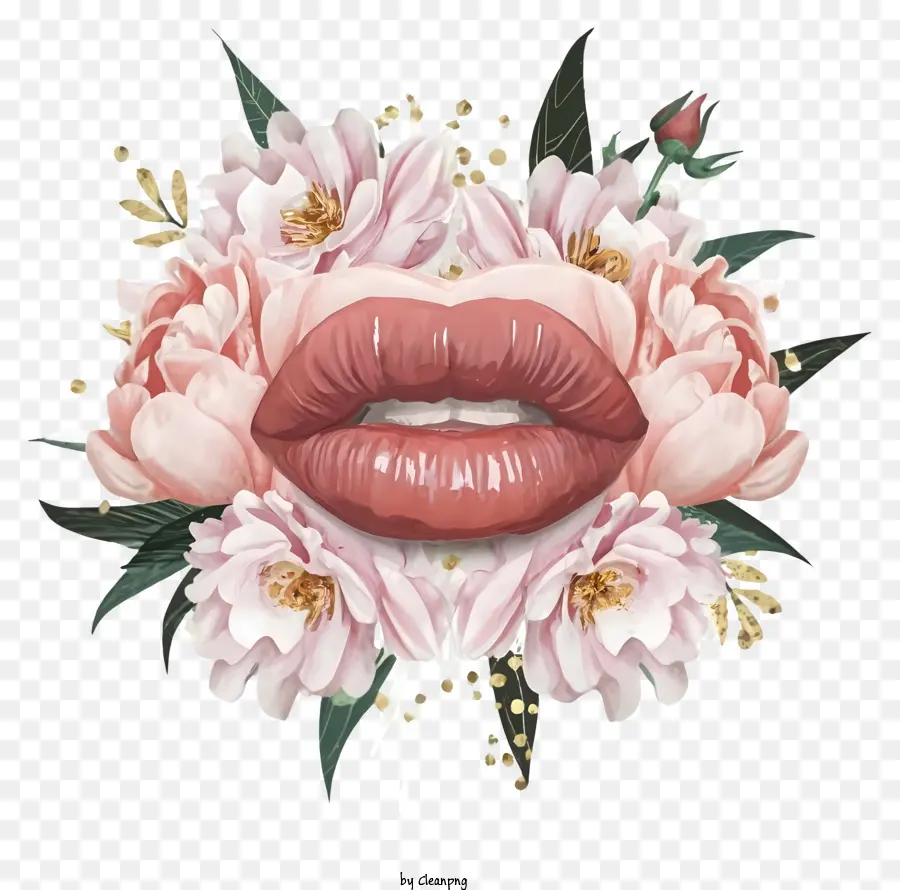 สีชมพูและสีขาวดอกไม้，ริมฝีปาก PNG
