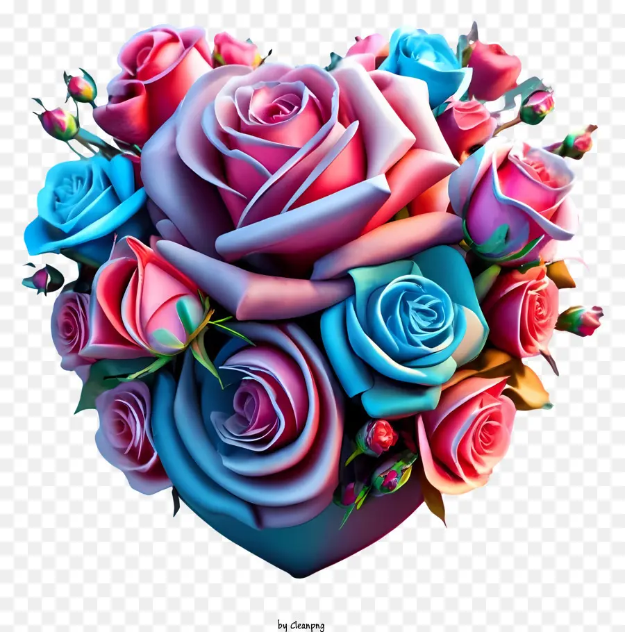 Heartshaped ดอกกุหลาบ，สีสรดอกกุหลาบ PNG
