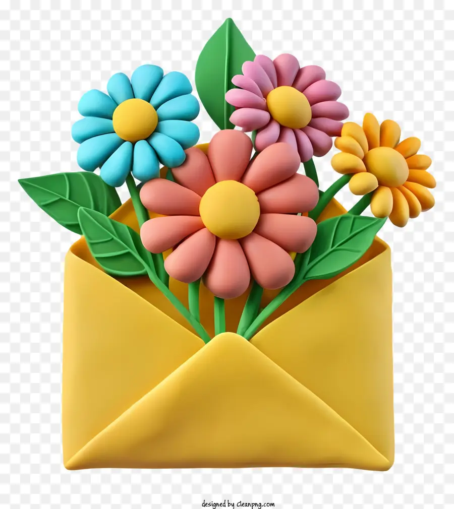 ซองจดหมายสีเหลือง，ช่อดอกไม้ของดอกไม้ PNG