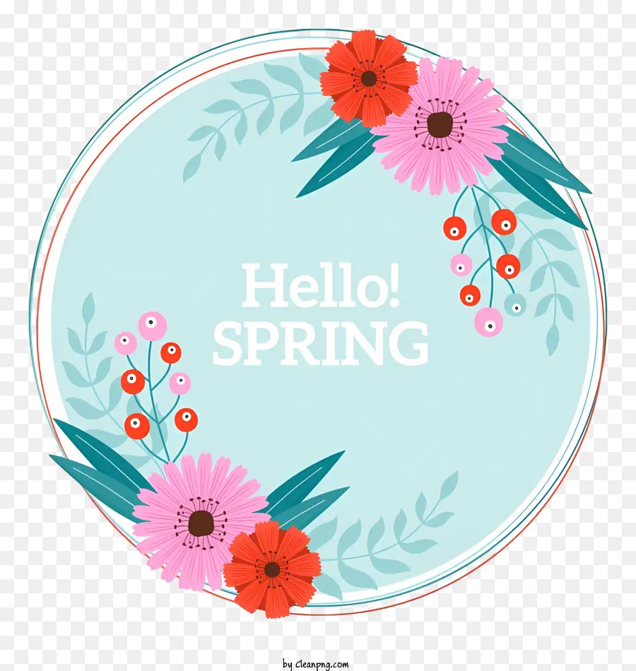 เครื่องประดับฤดูใบไม้ผลิ，Hello Spring Sign PNG