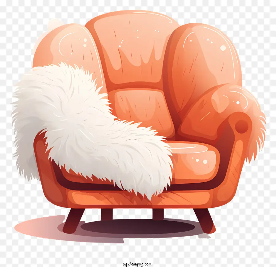 เก้าอี้เท้าแขนสีส้ม，ผ้าห่มสีขาวขนยาว PNG