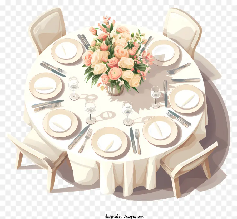 ชุดโต๊ะรับประทานอาหารกลม，ผ้าคลุมโต๊ะผิวขาว PNG