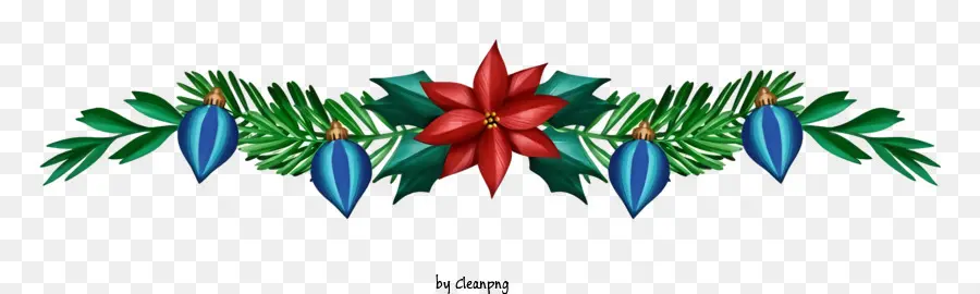 คริสมาสต์ Wreath，เครื่องประดับสีแดงและสีน้ำเงิน PNG