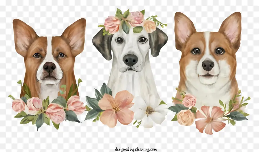 สุนัขที่มีดอกไม้，ปลอกคอสุนัขดอกไม้ PNG