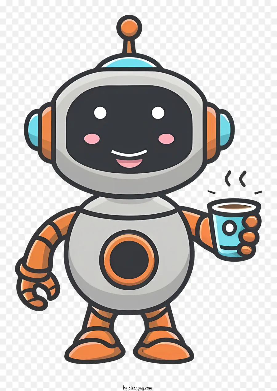 การ์ตูนปักหุ่นยนต์，ถ้วยกาแฟ PNG