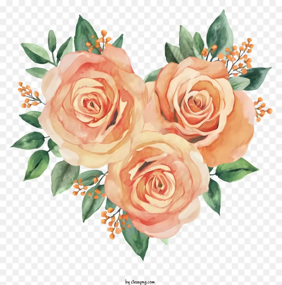 ภาพวาด，สีส้มดอกกุหลาบ PNG