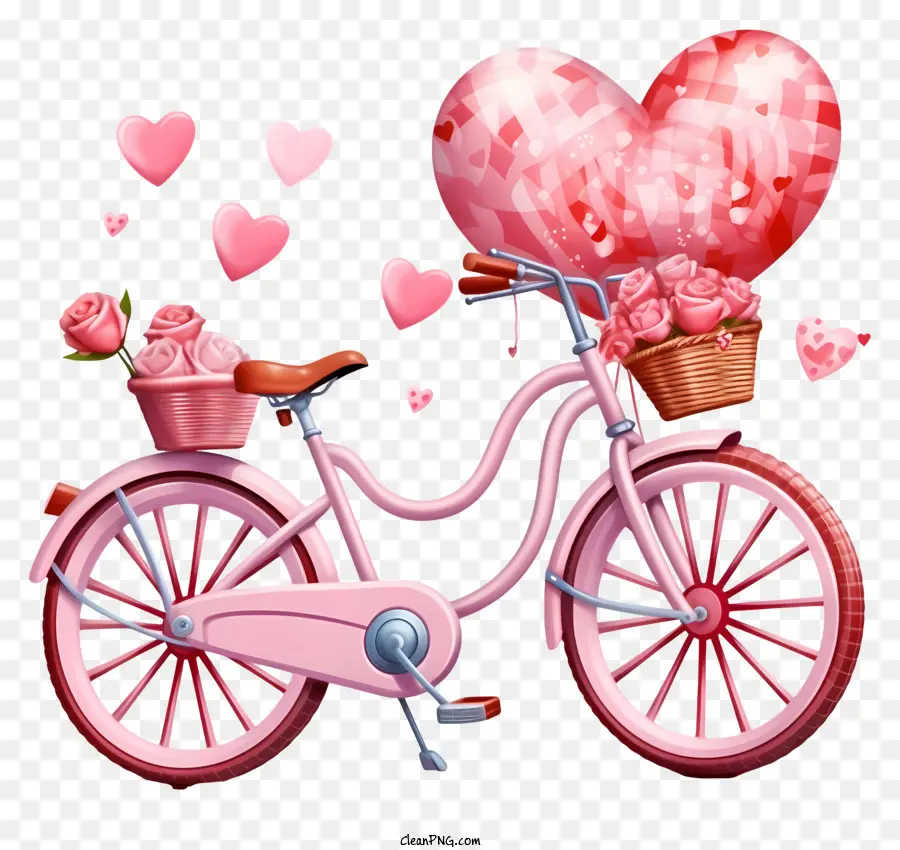 จักรยานกับกุหลาบ，บดอกกุหลาบสีชมพู PNG
