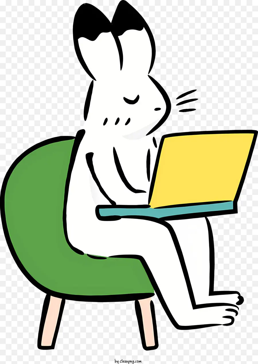 กระต่ายทำงานบนแล็ปท็อป，กระต่ายสำนักงาน PNG