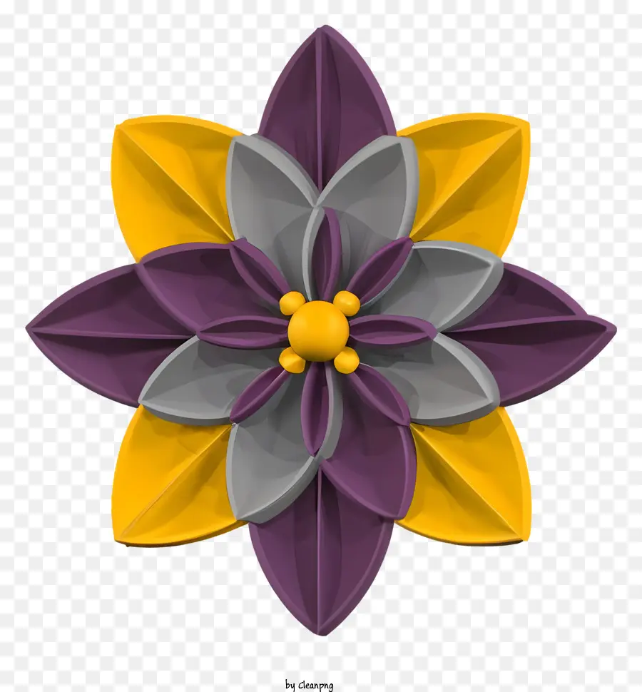 การแสดงผลดอกไม้ 3 มิติ，สีเหลือง PNG