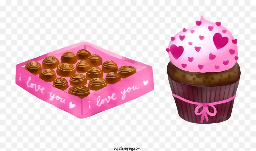 Valentines วันคัพเค้ก，กล่องสีชมพู PNG