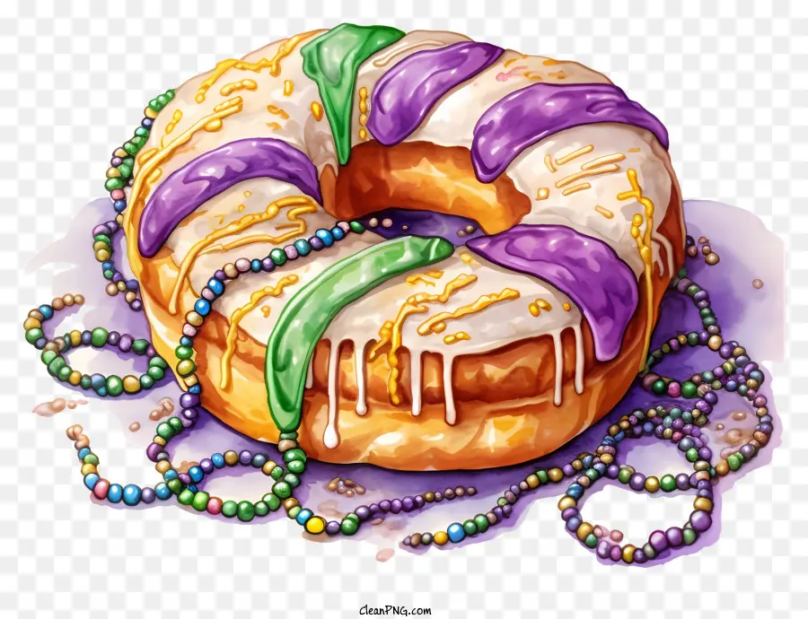 Mardi Gras Donut，กษัตริย์เค้ก PNG