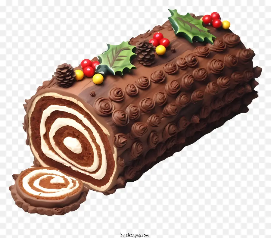 เค้กช็อคโกแลตคริสต์มาสบันทึก，สีขาวราดครี PNG