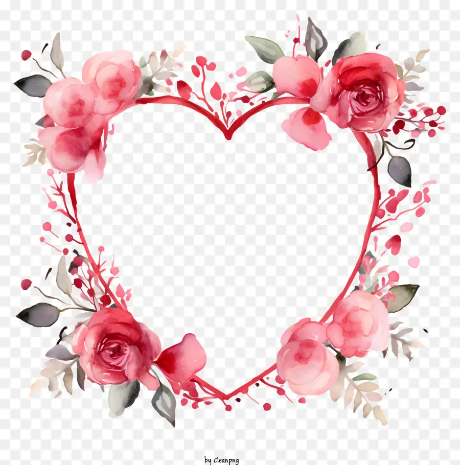 Heartshaped ดอกกุหลาบ，กุหลาบสีชมพูและสีแดง PNG