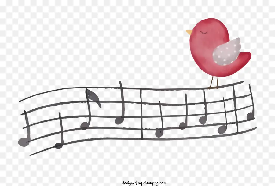 ภาพสีน้ำ，Bird On Musical Notes PNG