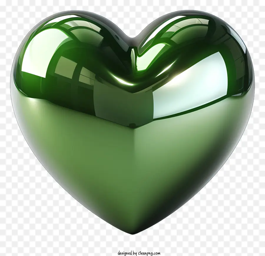 วัตถุรูปหัวใจ，โลหะสีเขียวมันวาว PNG