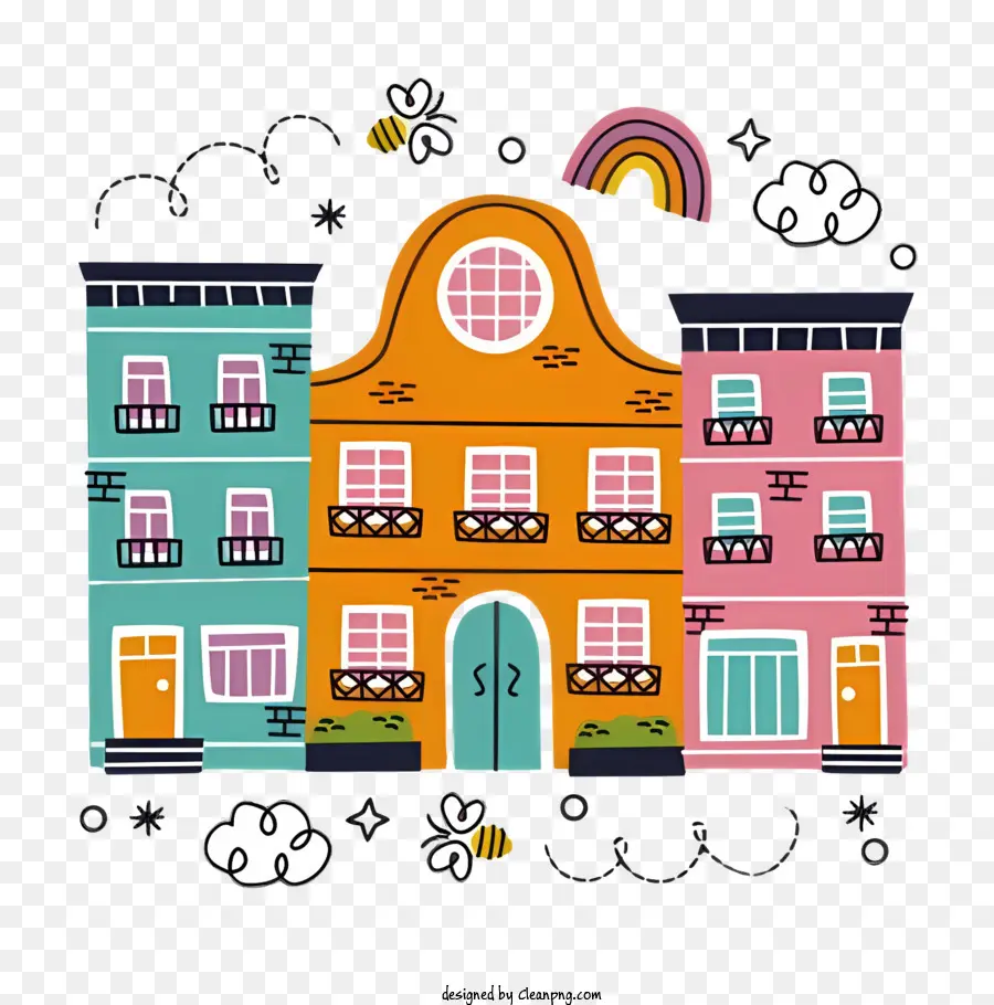 อาคารสีสันสดใส，Doodle House PNG