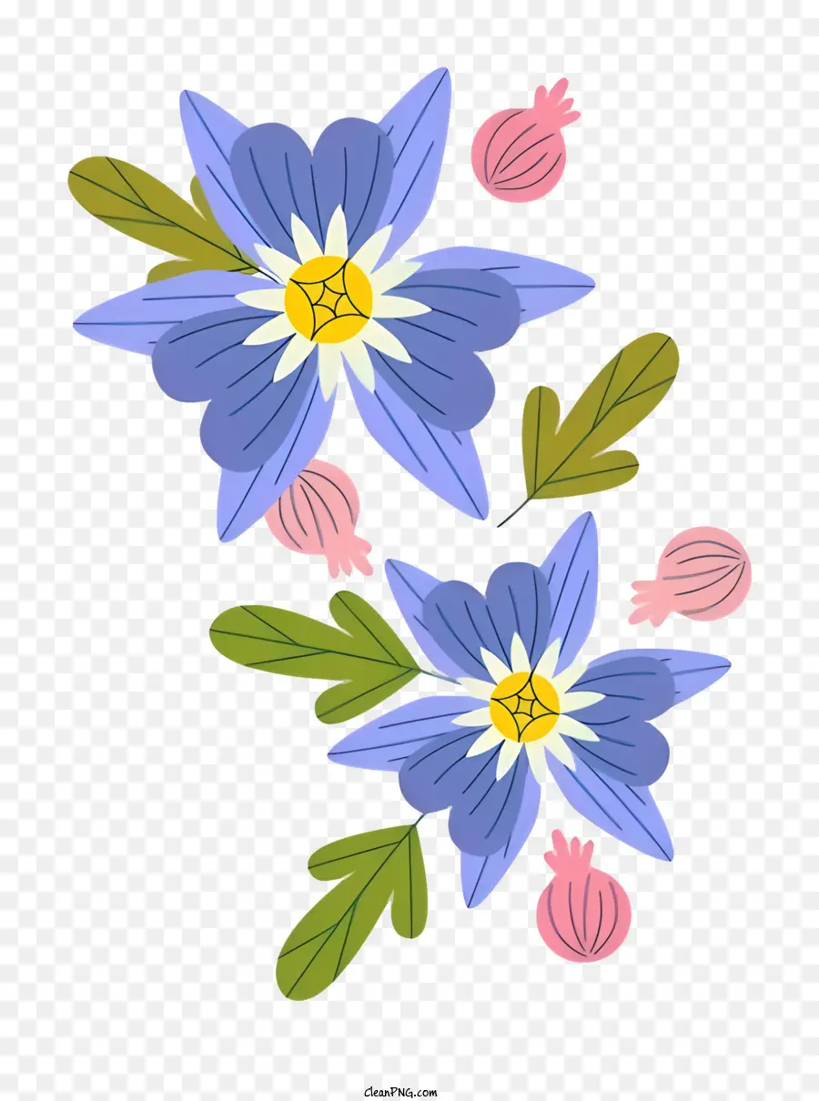 สีน้ำเงินดอกไม้，ศูนย์สีชมพู PNG